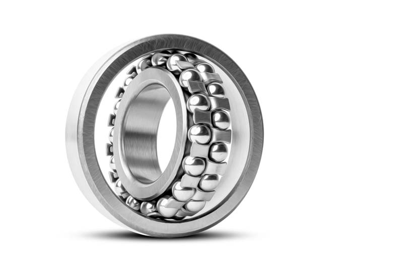 metal ball bearing with balls on white isolated background. bea